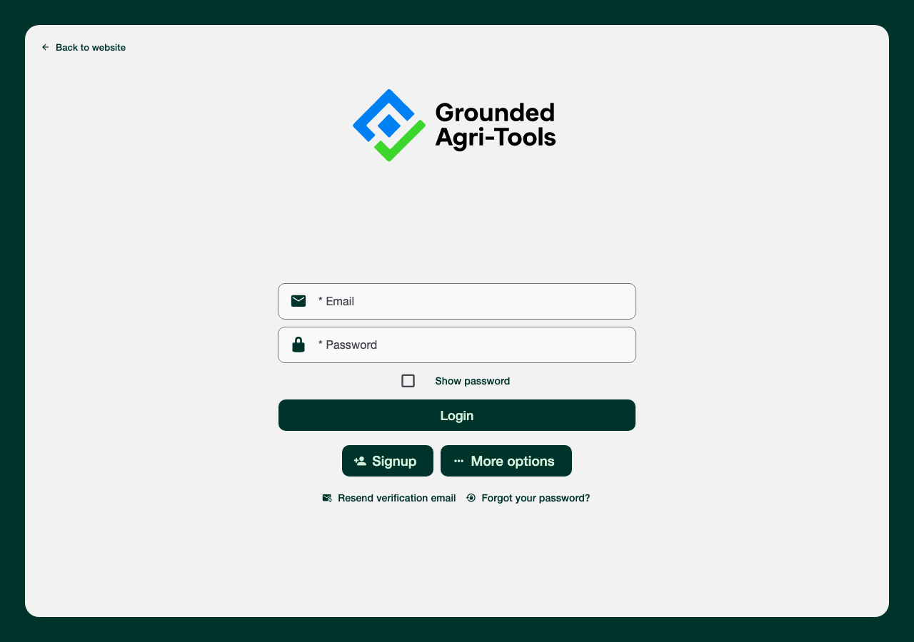 Login screen