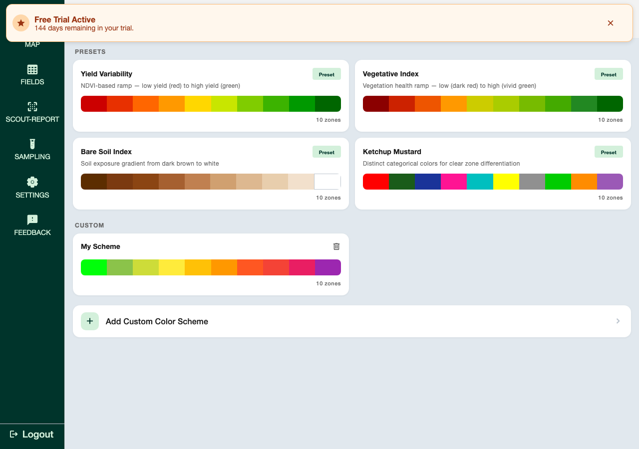 Zone map color scheme options