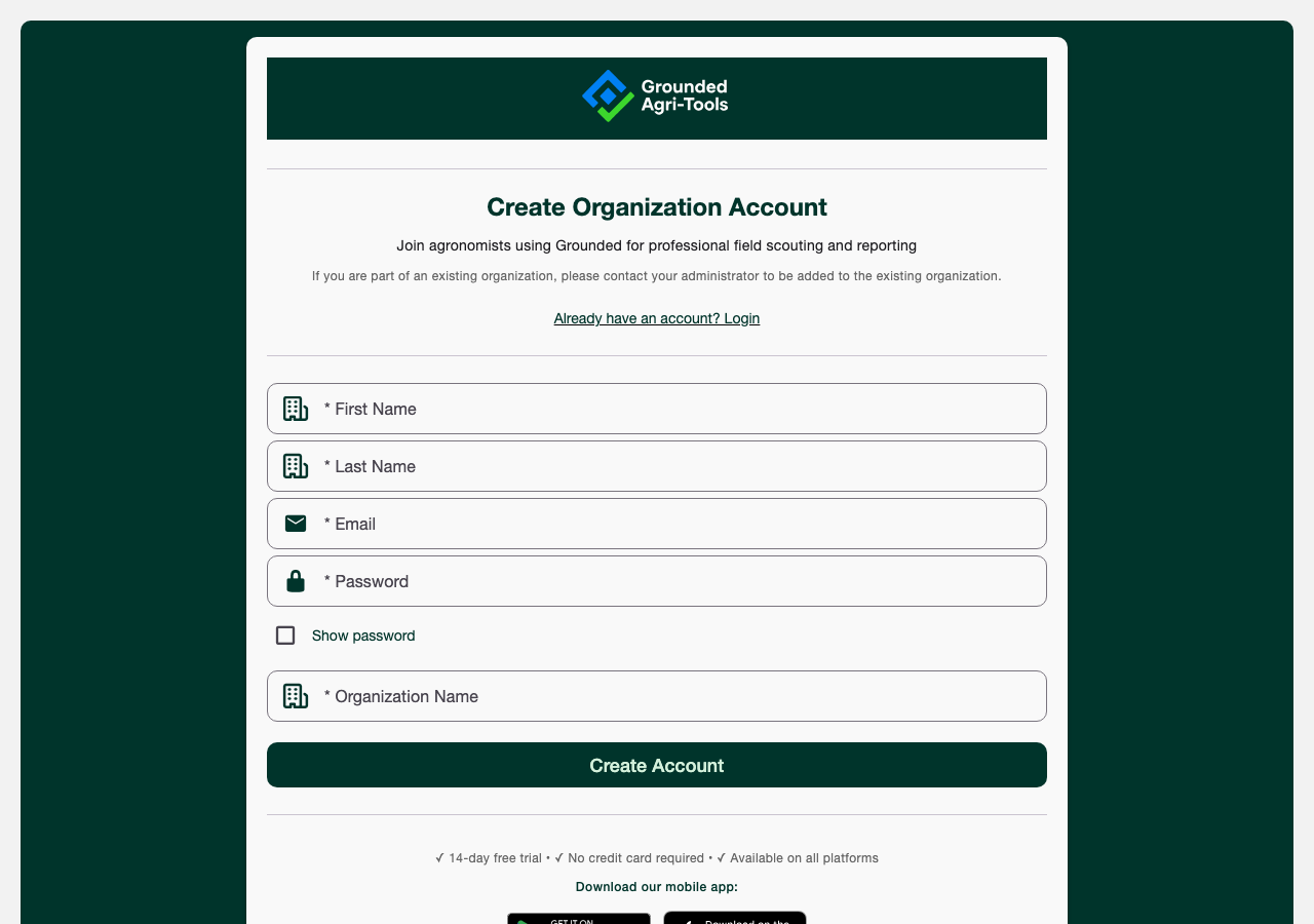 Sign up form